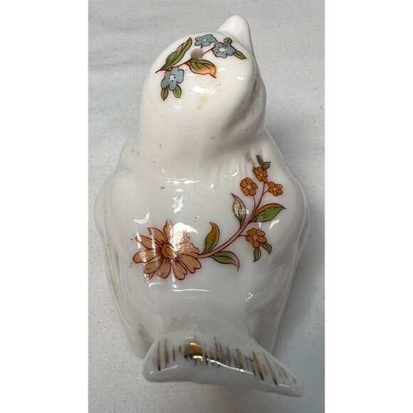 Vintage Hand-Painted Porcelain Bird Figurine With Floral Design White - Picture 4 of 5